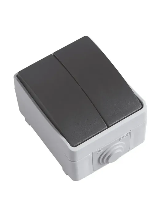 Conmutador doble estanco IP54 3612 - 90 x 65 x 52 mm - Policarbonato - Gris