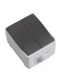 Conmutador doble estanco IP54 3612 - 90 x 65 x 52 mm - Policarbonato - Gris