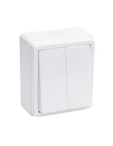 Conmutador doble sobreponer 3812 - Polipropileno - Blanco