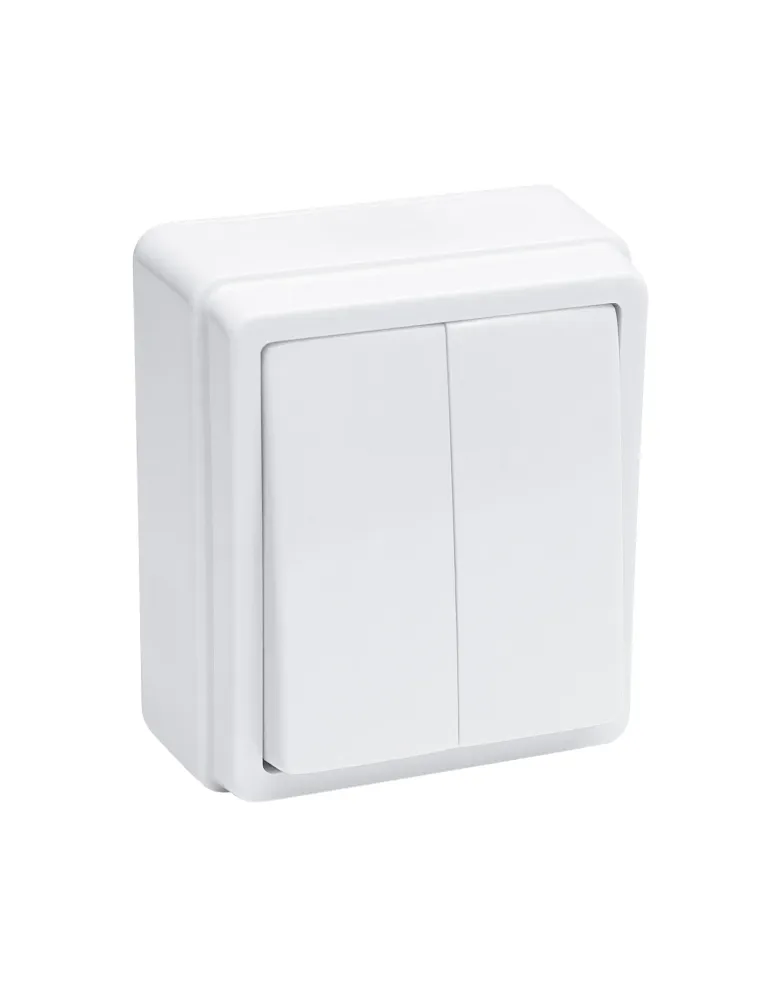 Conmutador doble sobreponer 3812 - Polipropileno - Blanco