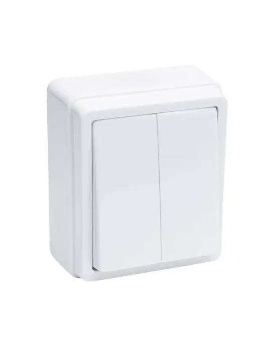 Conmutador doble sobreponer 3812 - Polipropileno - Blanco