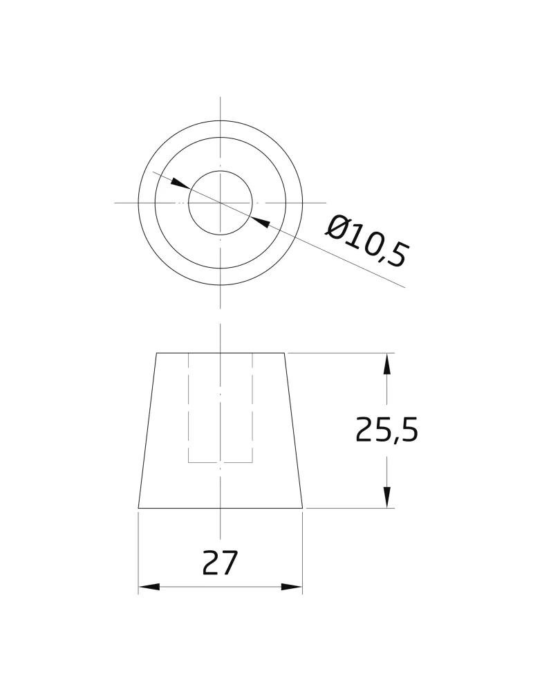 Contera retenedor pie 11 - 27 x 26 x 21 mm - Goma - Negro