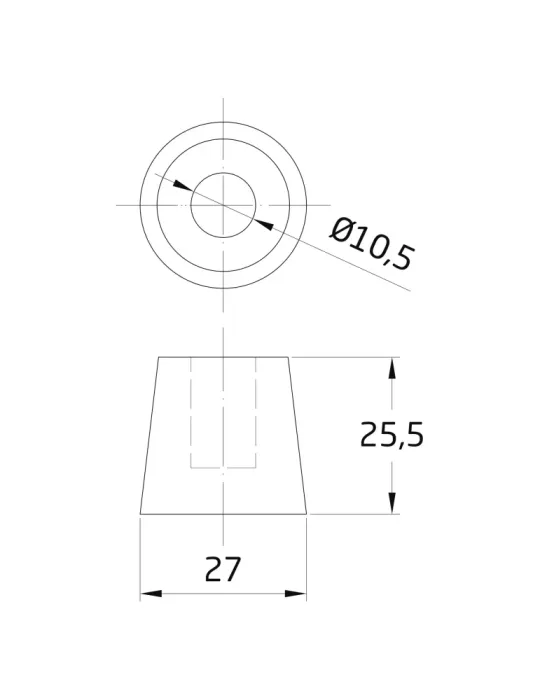 Contera retenedor pie 11 - 27 x 26 x 21 mm - Goma - Negro