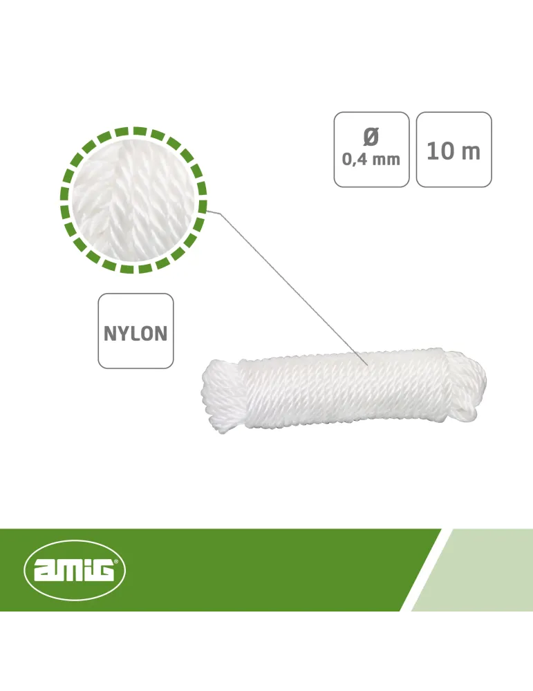Cordón de nylon 20220 - Ø4 mm - Nylon - Blanco