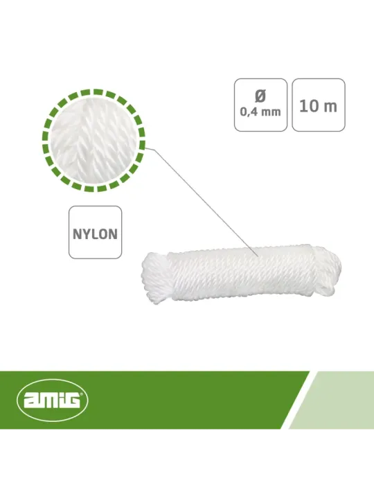 Cordón de nylon 20220 - Ø4 mm - Nylon - Blanco
