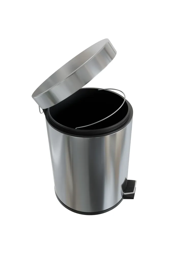 Cubo de acero inoxidable con pedal LINEA - Ø168 x 255 mm - Acero inoxidable - Brillo