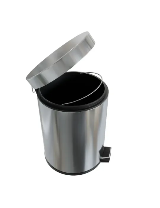 Cubo de acero inoxidable con pedal LINEA - Ø168 x 255 mm - Acero inoxidable - Brillo