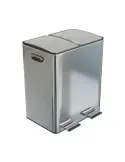 Cubo de reciclaje doble con pedal RECIK EVO - 45 x 30 x 52 cm - Acero inoxidable - Mate