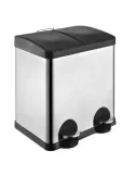 Cubo de reciclaje doble con pedal RECIK2 - 40 x 32 x 48 cm - Acero inoxidable - Satinado