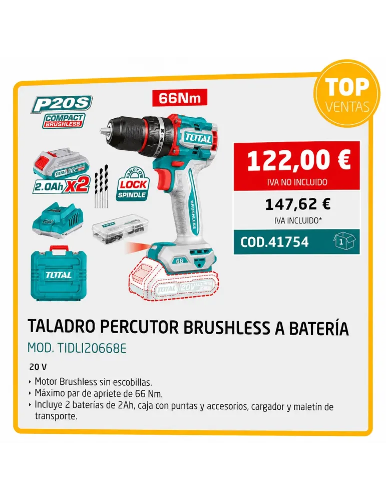 Taladro Percutor a Batería TOTAL