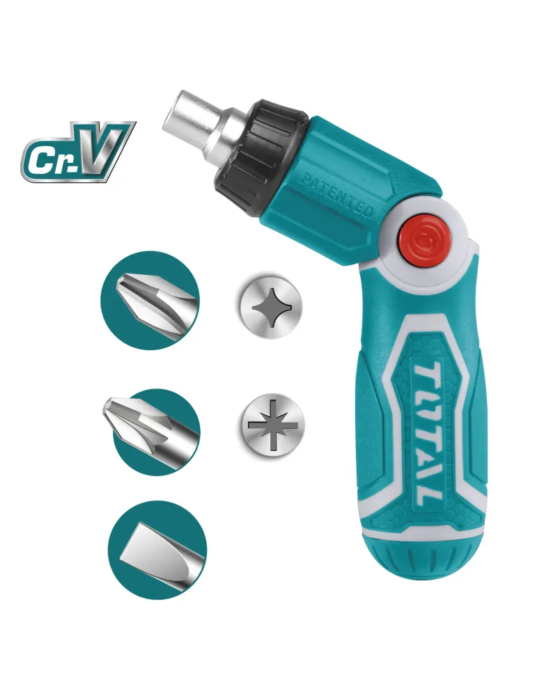 Destornillador carraca articulable con 12 puntas TACSD30136 - Cromo vanadio (Cr-V)