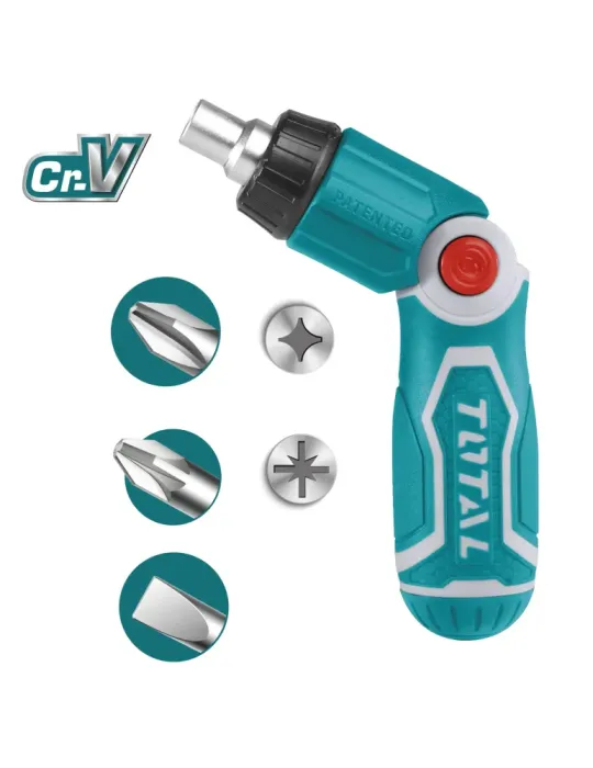 Destornillador carraca articulable con 12 puntas TACSD30136 - Cromo vanadio (Cr-V)