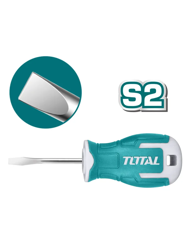 Destornillador corto punta plana THT266038 - SL6,5 x 38 mm - Acero
