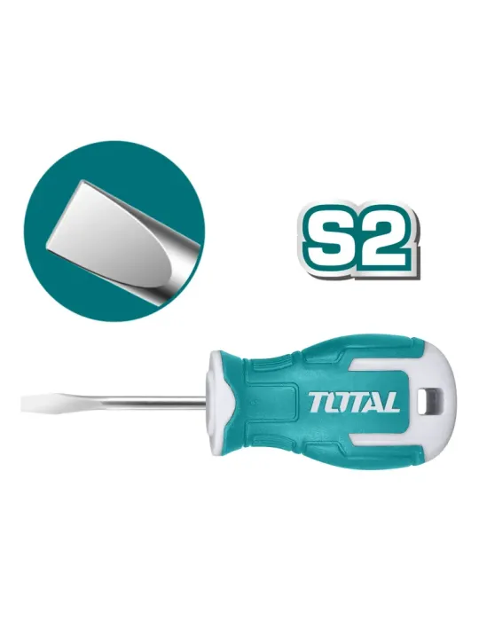 Destornillador corto punta plana THT266038 - SL6,5 x 38 mm - Acero