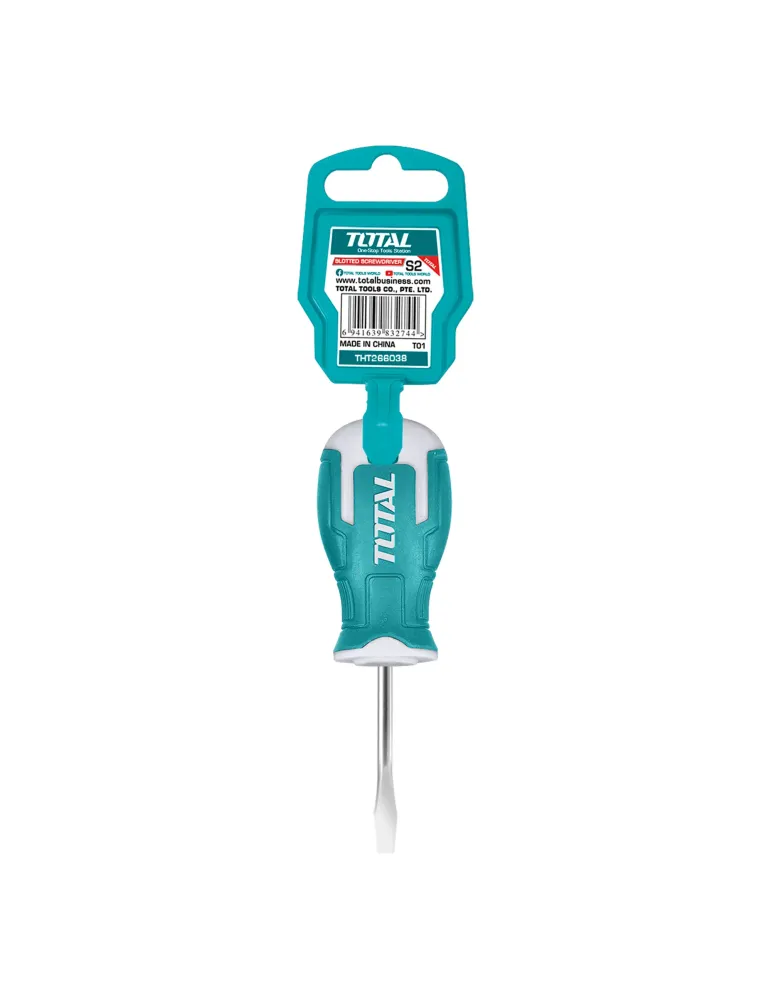 Destornillador corto punta plana THT266038 - SL6,5 x 38 mm - Acero