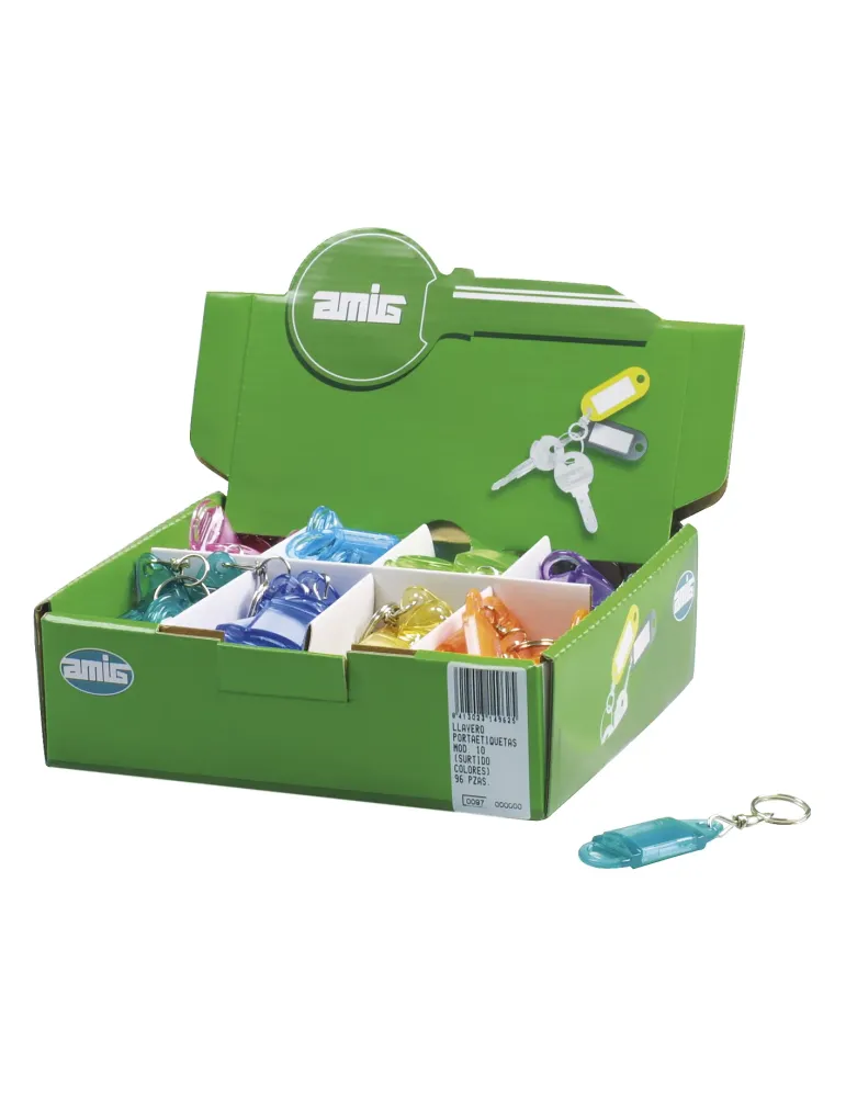 Dispensador llavero porta-etiquetas 10 - 62 x 24 mm