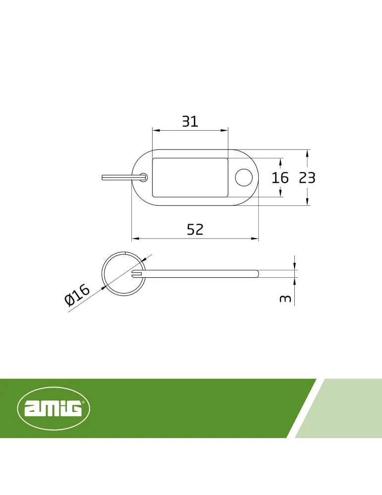 Dispensador llavero porta-etiquetas 8 - 52 x 23 mm