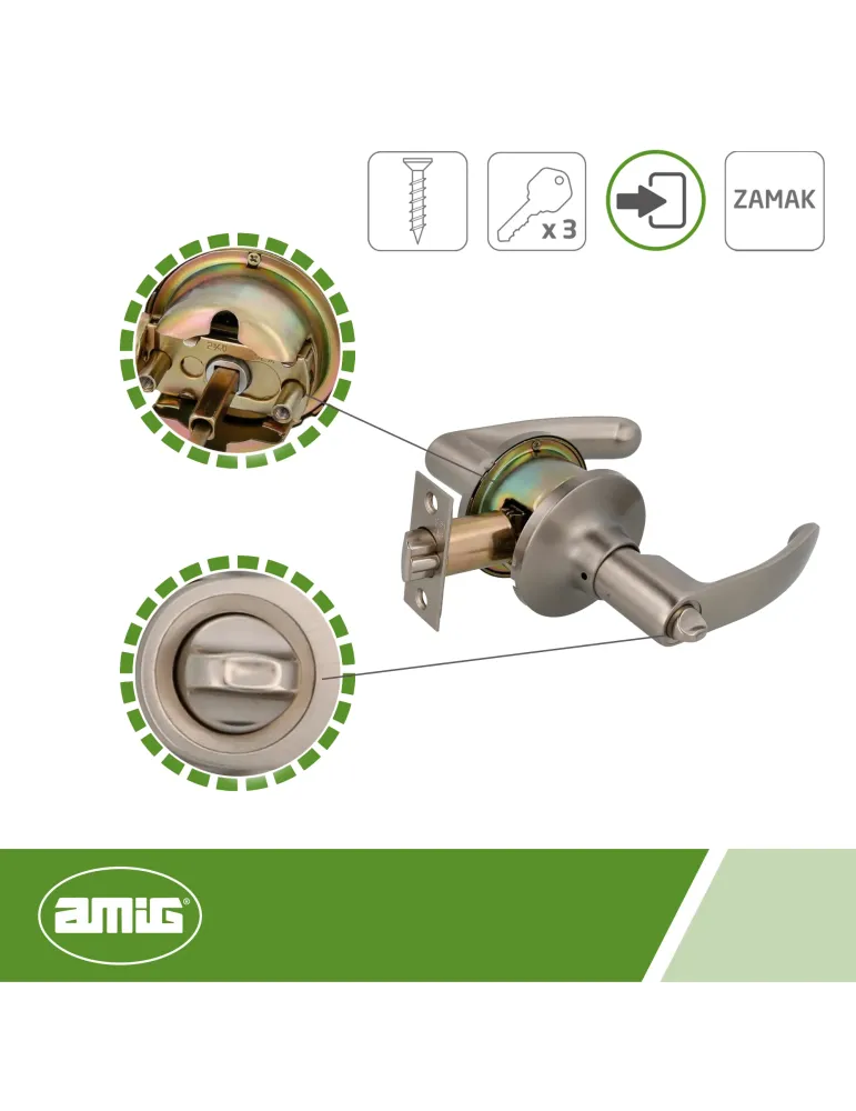 Manilla de puerta 730 - Zamak - Cromado mate