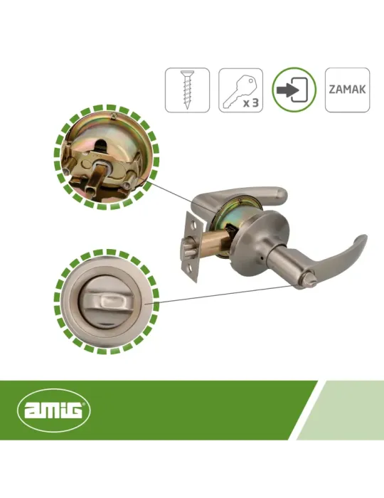 Manilla de puerta 730 - Zamak - Cromado mate