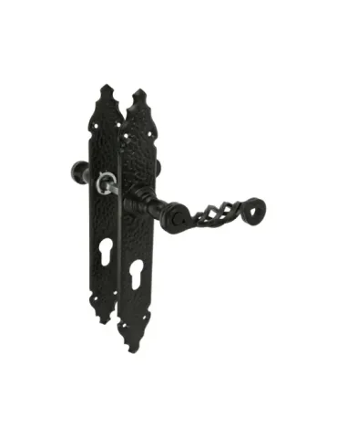 Manilla con placa 102PB - 280 x 44 mm - Placa de acero, Tirador de zamak - Negro