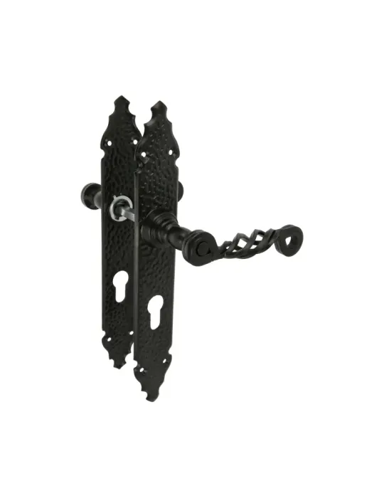 Manilla con placa 102PB - 280 x 44 mm - Placa de acero, Tirador de zamak - Negro