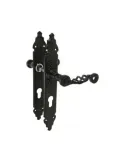 Manilla con placa 102PB - 280 x 44 mm - Placa de acero, Tirador de zamak - Negro
