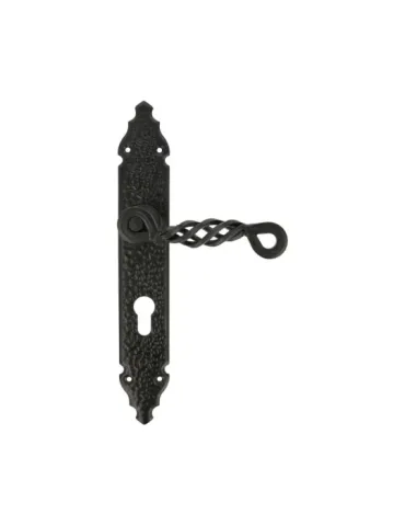 Manilla con placa 102PB - 280 x 44 mm - Placa de acero, Tirador de zamak - Negro 2
