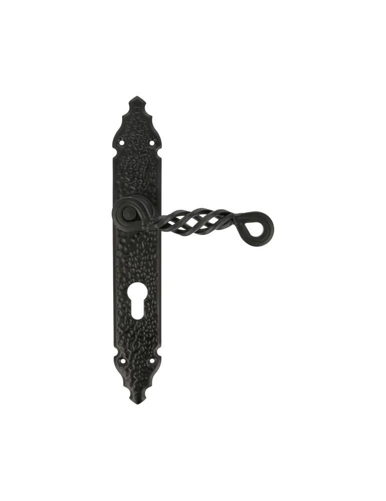 Manilla con placa 102PB - 280 x 44 mm - Placa de acero, Tirador de zamak - Negro
