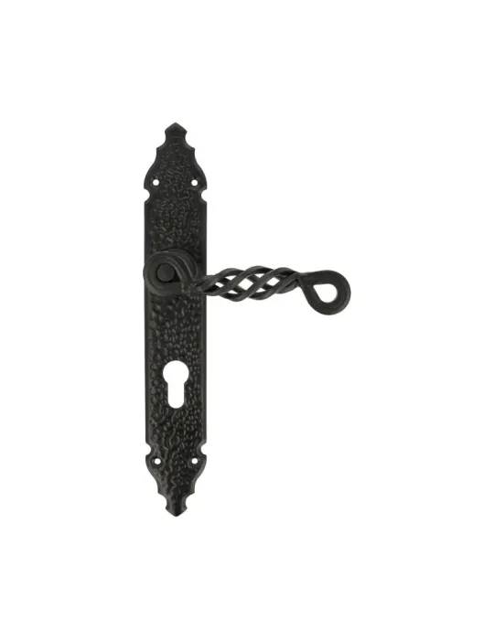 Manilla con placa 102PB - 280 x 44 mm - Placa de acero, Tirador de zamak - Negro