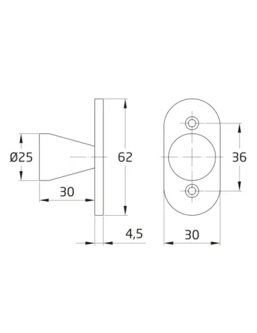 Escudo tirador 42 - 62 x 30 mm - Acero inoxidable 18/8 - Mate 2