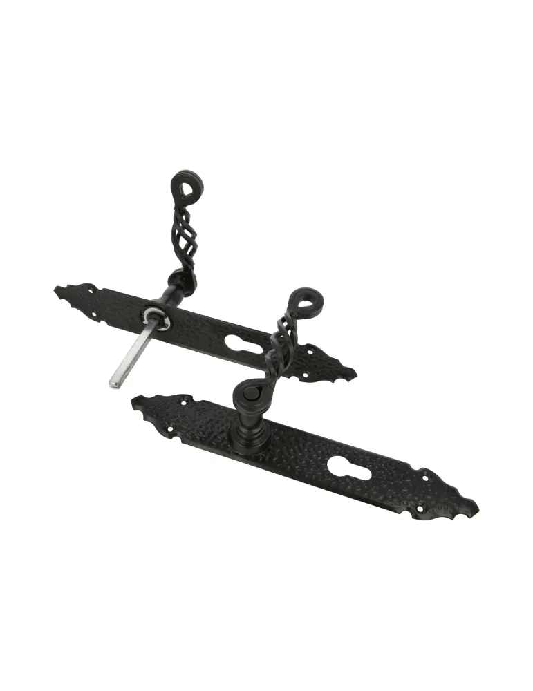 Manilla con placa 102PB - 280 x 44 mm - Placa de acero, Tirador de zamak - Negro