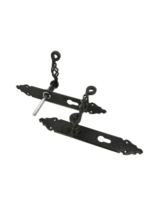 Manilla con placa 102PB - 280 x 44 mm - Placa de acero, Tirador de zamak - Negro
