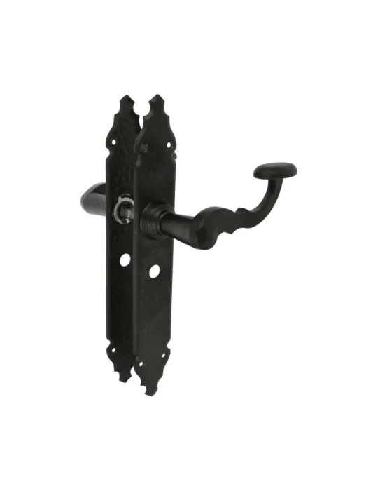 Manilla con placa 100PW - 280 x 44 mm - Placa de acero, Tirador de zamak - Negro