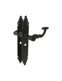 Manilla con placa 100PW - 280 x 44 mm - Placa de acero, Tirador de zamak - Negro