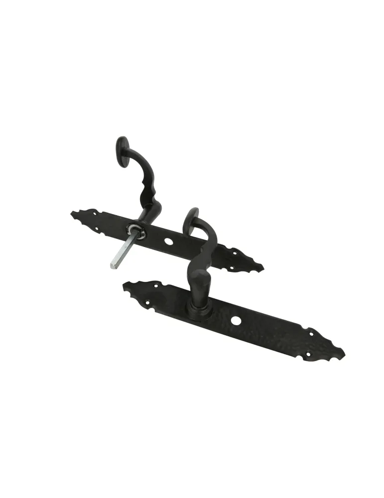 Manilla con placa 100PW - 280 x 44 mm - Placa de acero, Tirador de zamak - Negro