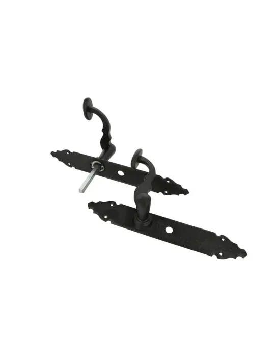 Manilla con placa 100PW - 280 x 44 mm - Placa de acero, Tirador de zamak - Negro