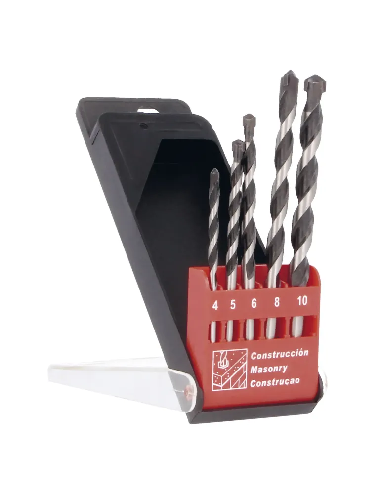 Estuche brocas pared 21405 - Ø4-5-6-8-10 - Punta en carburo de tungsteno - Standard