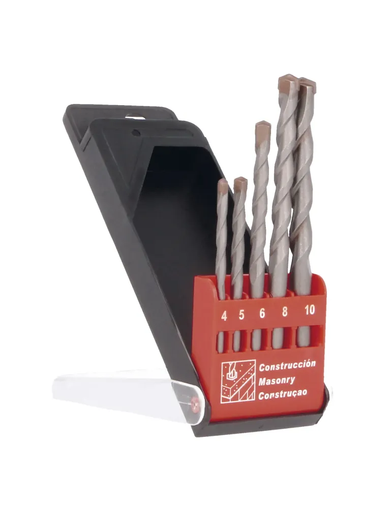 Estuche brocas pared 21505 - Ø4-5-6-8-10 - Punta en carburo de tungsteno - Profesional