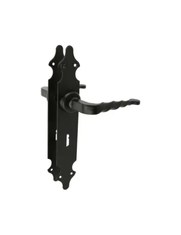 Manilla con placa 101PG - 280 x 44 mm - Placa de acero, Tirador de zamak - Negro
