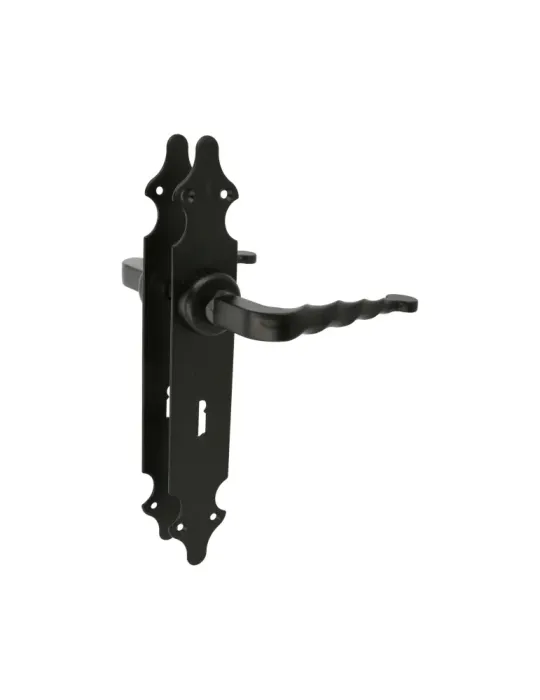 Manilla con placa 101PG - 280 x 44 mm - Placa de acero, Tirador de zamak - Negro