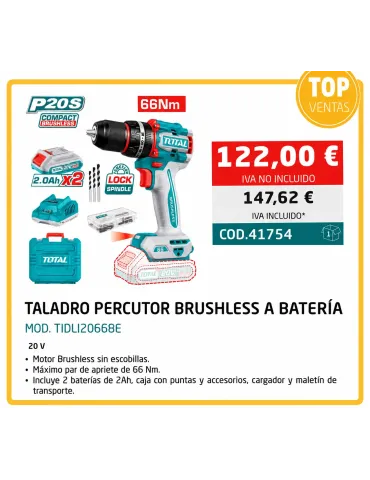 Taladro Percutor a Batería TOTAL