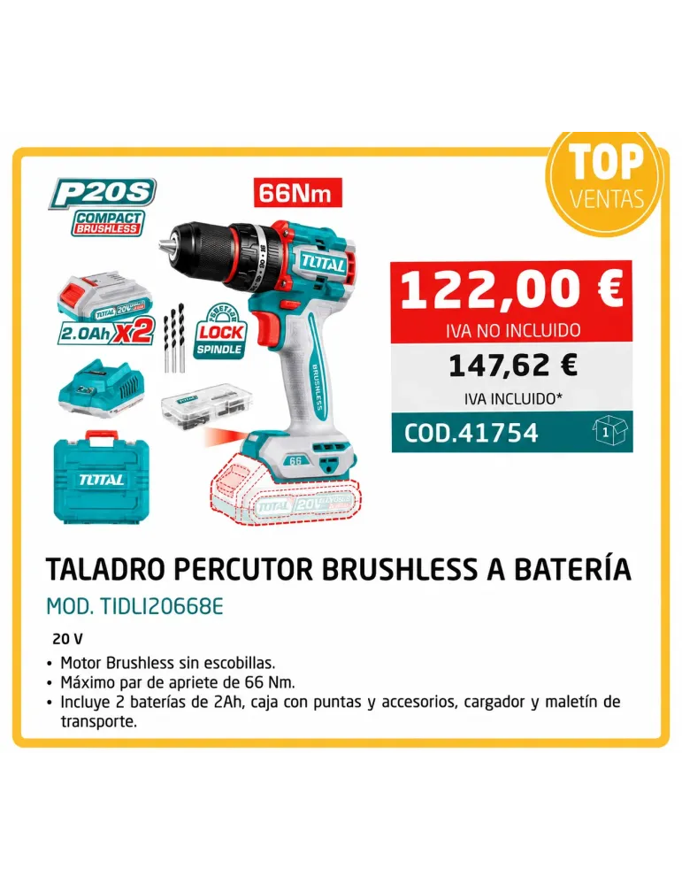 Taladro Percutor a Batería TOTAL
