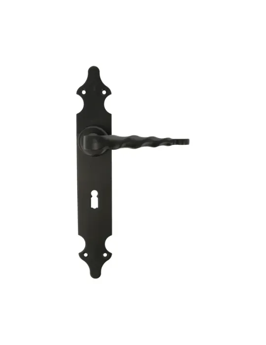 Manilla con placa 101PG - 280 x 44 mm - Placa de acero, Tirador de zamak - Negro