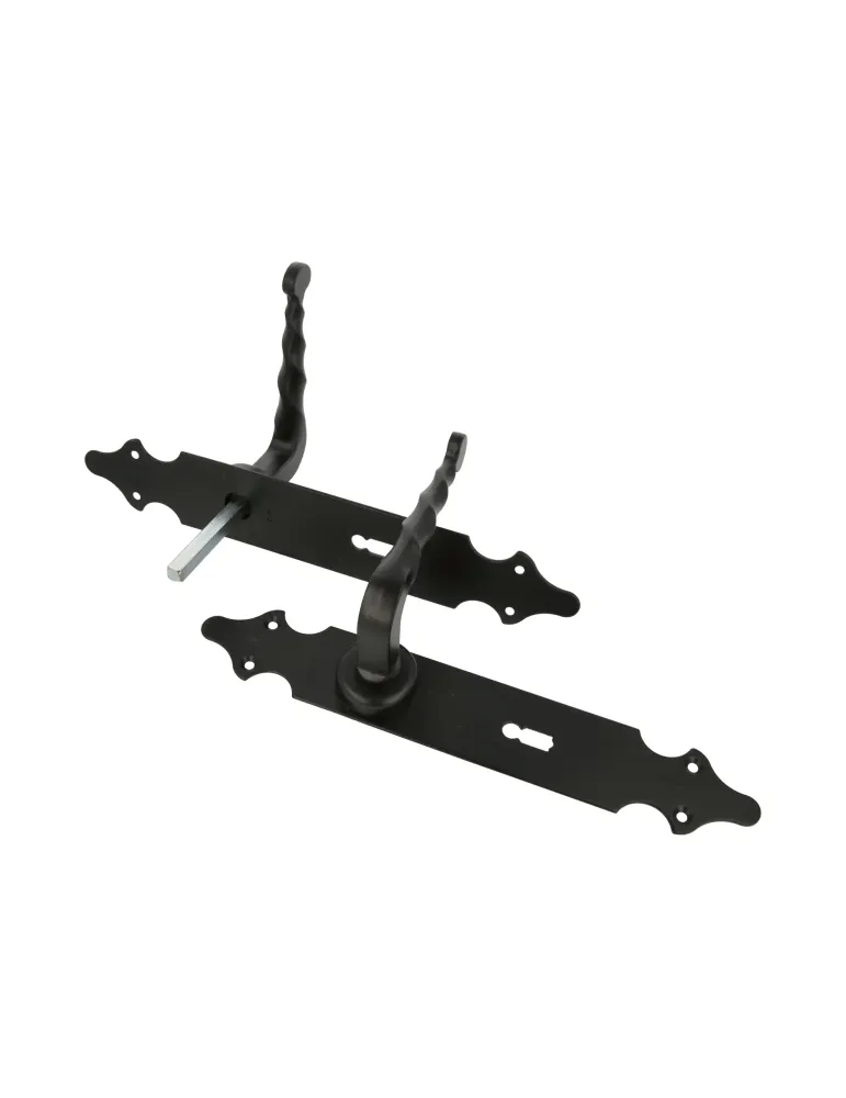 Manilla con placa 101PG - 280 x 44 mm - Placa de acero, Tirador de zamak - Negro
