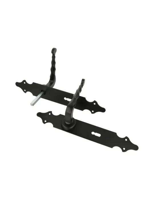 Manilla con placa 101PG - 280 x 44 mm - Placa de acero, Tirador de zamak - Negro