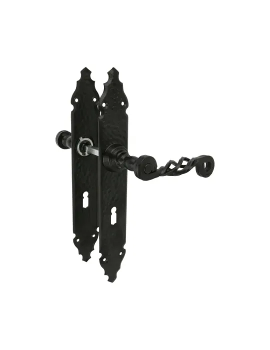 Manilla con placa 102PG - 280 x 44 mm - Placa de acero, Tirador de zamak - Negro