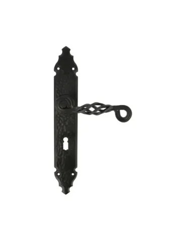 Manilla con placa 102PG - 280 x 44 mm - Placa de acero, Tirador de zamak - Negro 2