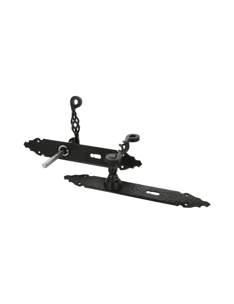 Manilla con placa 102PG - 280 x 44 mm - Placa de acero, Tirador de zamak - Negro