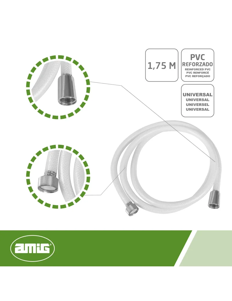 Flexo ducha 9902 - 175 cm - PVC - Blanco