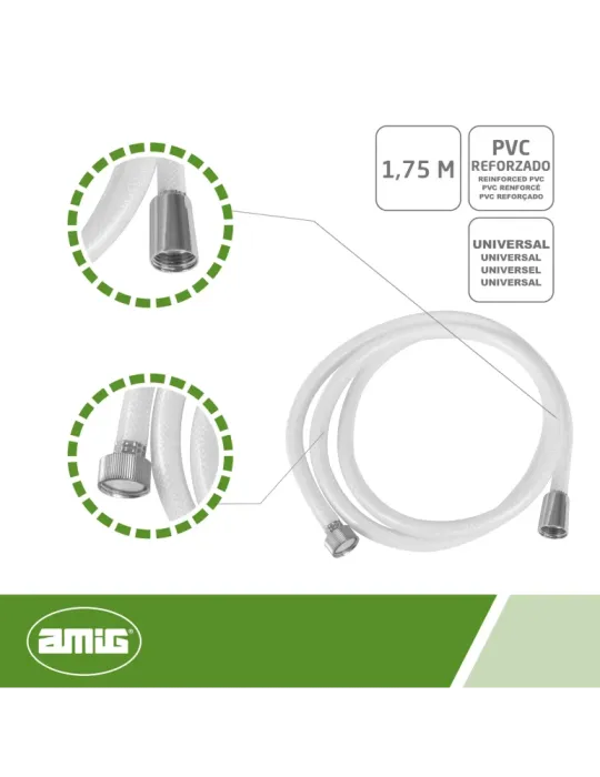 Flexo ducha 9902 - 175 cm - PVC - Blanco